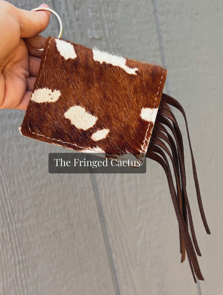 Cowhide Keychain Wallets with Fringe